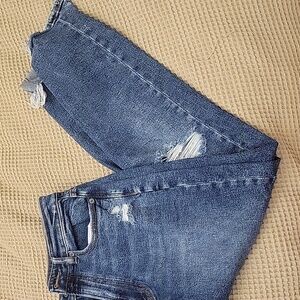 American Eagle Outfitters Distressed Boyfriend Jeans - Dark Blue